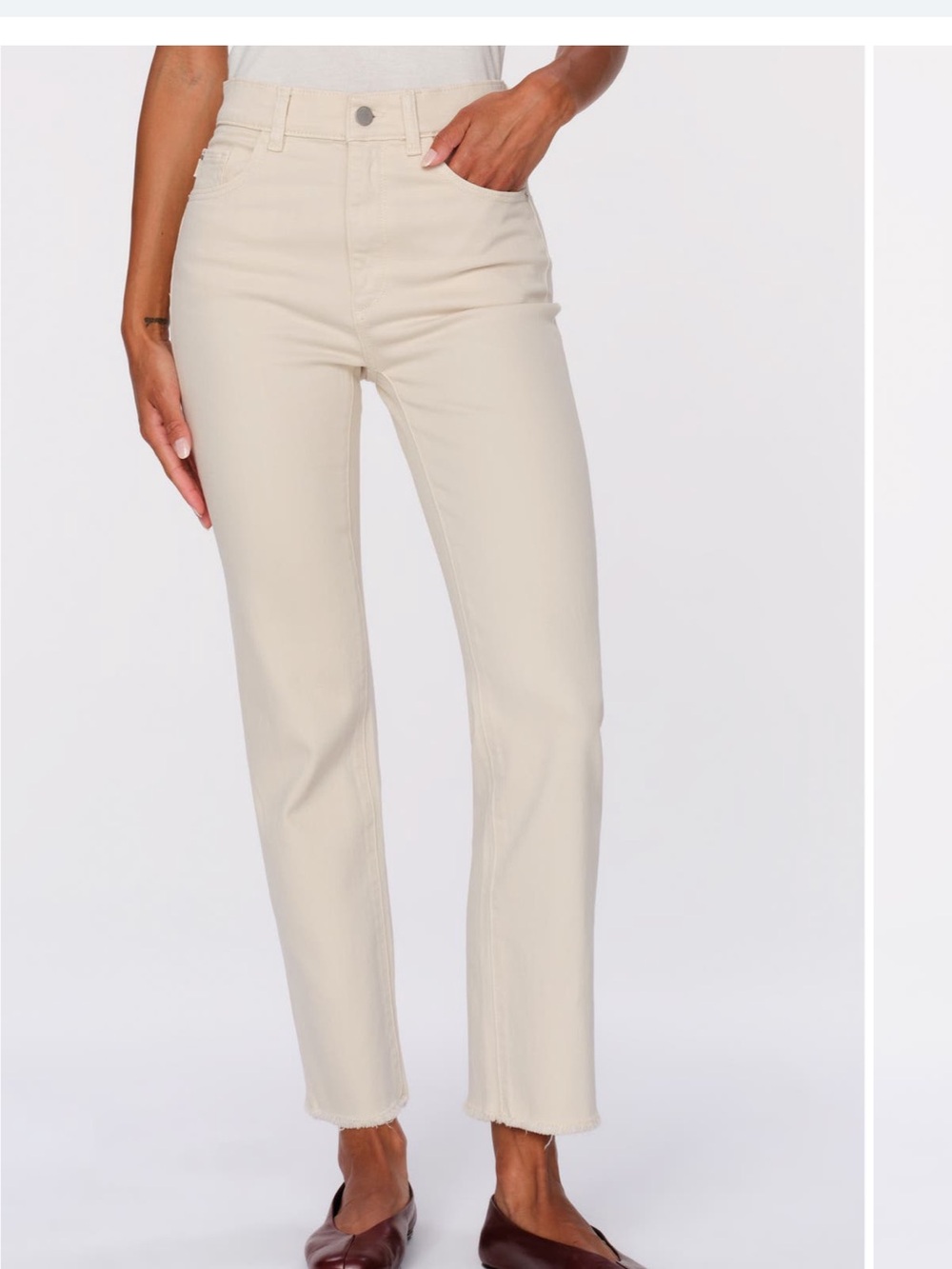 DL1961 High-Rise Straight Leg Jeans in Cream